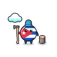 Character cartoon of cuba flag badge as a woodcutter vector