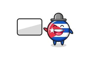 cuba flag badge cartoon illustration doing a presentation vector