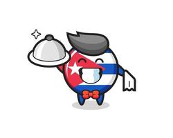 Character mascot of cuba flag badge as a waiters vector