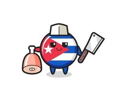 Ilustración del personaje de la insignia de la bandera de Cuba como un carnicero vector