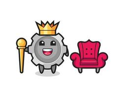 Mascot cartoon of gear as a king vector