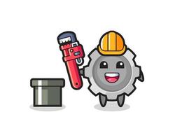 Character Illustration of gear as a plumber vector