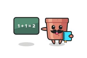 Illustration of flowerpot character as a teacher vector