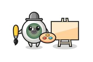 Illustration of eyeball mascot as a painter vector