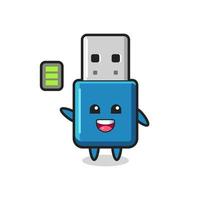 flash drive usb mascot character with energetic gesture