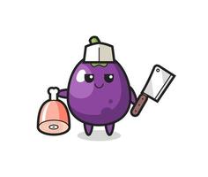 Illustration of eggplant character as a butcher vector