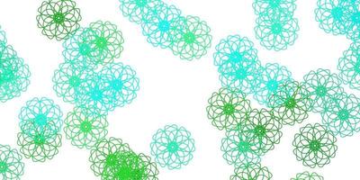 Light Green vector doodle template with flowers.