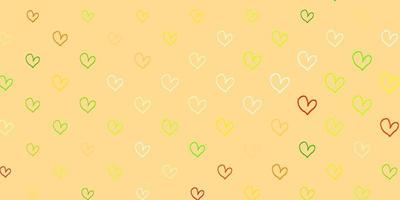 Light Green, Red vector texture with lovely hearts.