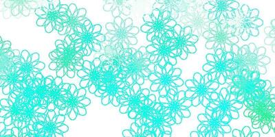 Light Green vector doodle template with flowers.