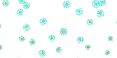 Light Green vector doodle template with flowers.