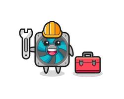 Mascot cartoon of computer fan as a mechanic vector