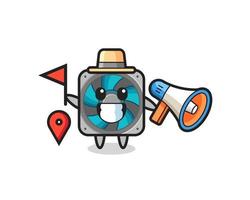 Character cartoon of computer fan as a tour guide vector