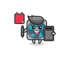 Illustration of computer fan mascot as a graphic designer vector