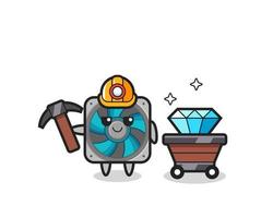 Character Illustration of computer fan as a miner vector