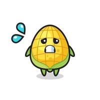 corn mascot character with afraid gesture vector