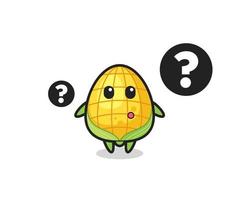 Cartoon Illustration of corn with the question mark vector