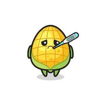 corn mascot character with fever condition vector