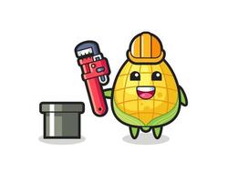 Character Illustration of corn as a plumber vector