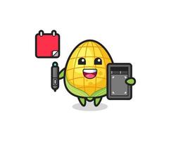 Illustration of corn mascot as a graphic designer vector