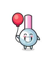 cotton bud mascot illustration is playing balloon vector