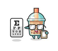 Illustration of bubble tea mascot as an ophthalmology vector