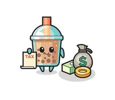 Character cartoon of bubble tea as a accountant vector