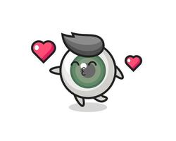 eyeball character cartoon with kissing gesture vector