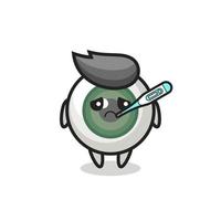 eyeball mascot character with fever condition vector