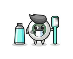 Mascot Illustration of eyeball with a toothbrush vector