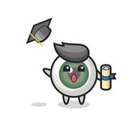 Illustration of eyeball cartoon throwing the hat at graduation vector