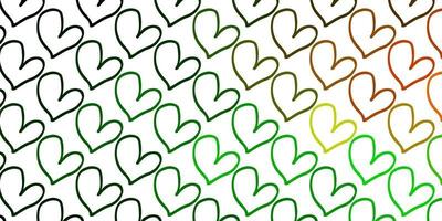 Light Green, Red vector template with doodle hearts.