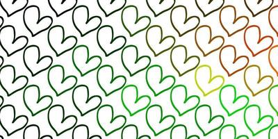 Light Green, Red vector template with doodle hearts.