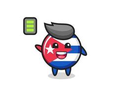 carácter de la mascota de la insignia de la bandera de cuba con gesto enérgico vector