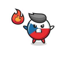 czech flag badge character cartoon with angry gesture vector