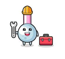 Mascot cartoon of cotton bud as a mechanic vector