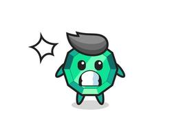 emerald gemstone character cartoon with shocked gesture vector