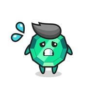 emerald gemstone mascot character with afraid gesture vector