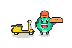 Character Illustration of emerald gemstone as a pizza deliveryman vector