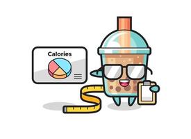 Illustration of bubble tea mascot as a dietitian vector