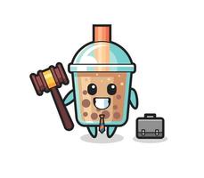 Illustration of bubble tea mascot as a lawyer vector