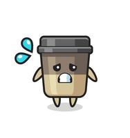 coffee cup mascot character with afraid gesture vector