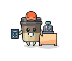 Illustration of coffee cup character as a cashier vector