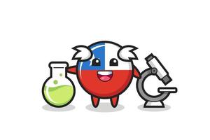 Mascot character of chile flag badge as a scientist vector