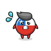 chile flag badge mascot character with afraid gesture vector