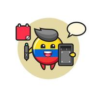 Ilustración de la mascota de la insignia de la bandera de Colombia como diseñador gráfico vector