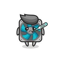 computer fan mascot character with fever condition vector