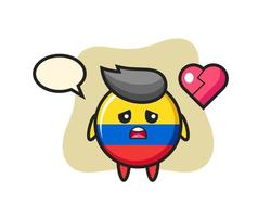 la ilustración de dibujos animados de la insignia de la bandera de colombia es corazón roto vector