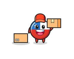 Mascot Illustration of chile flag badge as a courier vector