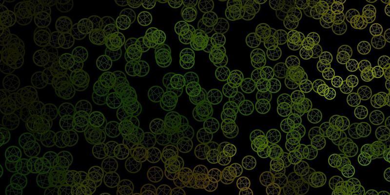 Dark Green vector background with occult symbols.