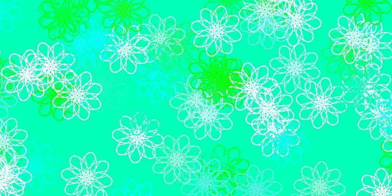 Light Green vector doodle background with flowers.